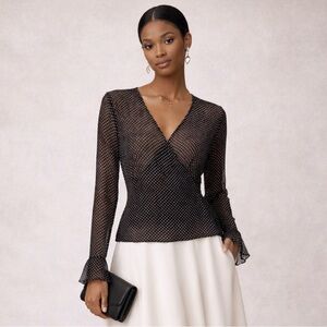 Ann Taylor LOFT Sheer Polka Dot Wrap Blouse | 100% Silk | Size M